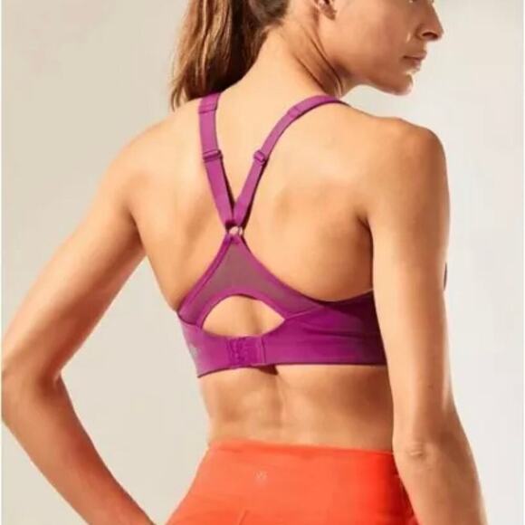 Athleta 38D Advance Sports Bra Fuchsia Purple High‎ Impact Keyhole Running - Picture 1 of 5